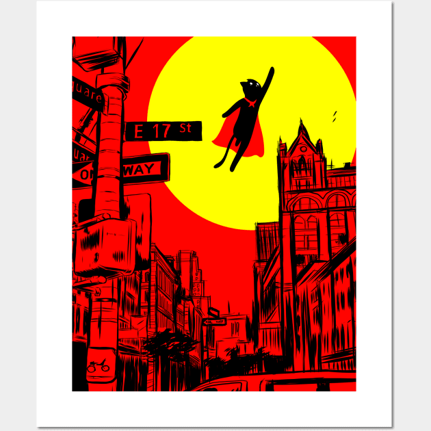 funny cat – Supercat, the superhero cat (red variant) Wall Art by LiveForever